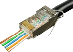 Conexpro pass-through connector RJ45 FTP, CAT5E, ground PIN, Wire Cross