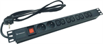 Conexpro 19" combined distribution panel 2x FR + 8x IEC C13, 16A, 1.4m, black