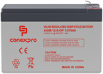 Conexpro batery AGM 12V, 9Ah, lifetime 10 years, Faston 6,3mm, Deep cycle