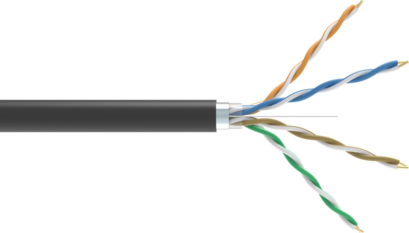 Conexpro FTP cable outdoor, CAT5e, PE, 24 AWG, 1m, black