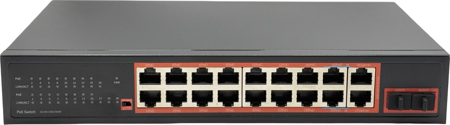 Conexpro GNT-ES20GDH2-P, PoE switch, 18x LAN, 16x PoE, 2x 1/2.5G SFP